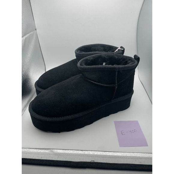 CUSHIONAIRE Women's COZY Genuine Suede pull on platform boot, Black 10 - Picture 3 of 6